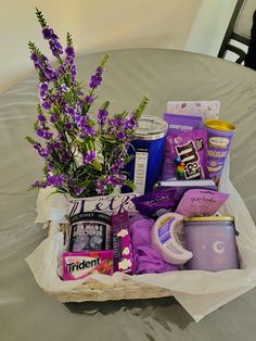 Luxurious Gift Baskets for Any Occasion Gift Idea For Aunt Christmas, 20th Birthday Gift Baskets For Her, Birthday Goodie Basket, Purple Themed Basket, Birthday Gift Baskets For Best Friend Purple, Baskets For Mom Birthday, Lavender Color Gift Basket, Sweet 16 Birthday Basket, Purple Birthday Present Ideas