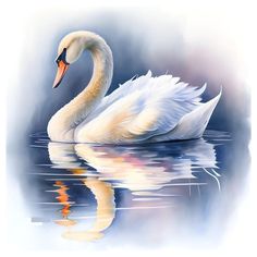 a white swan floating on top of a body of water