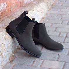 Unique Handcrafted Grey Lux Suede Chelsea Boot Custom Design Shoes, Custom Made Shoes, Sneakers Vans, Boating Outfit, Best Shoes For Men, Suede Chelsea Boots, Mens Boots Fashion, Chelsea Boots Men, Suede Leather Boots