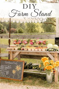 Check out this DIY farm stand we put together this weekend. It is easy to make and if you’re dreaming of having a little roadside farm stand, maybe our set up can serve as some inspiration to you. To read more about our farm stand visit Sugar Maple Farmhouse. Roadside Farm Stand, Veggie Stand, Farm Stand Ideas, Chicken Feeder Diy, Roadside Stand, Farmers Market Flowers