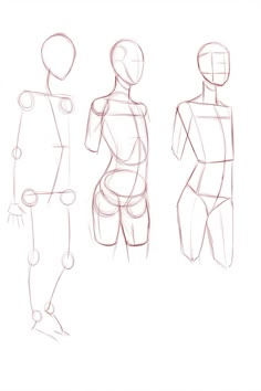 an image of three mannequins standing in different positions to show how to draw them