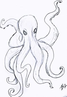 Creature Drawing Ideas, Sea Creatures Drawing Easy, Sea Creature Drawing, Octopus Sketch, Creatures Drawing, Sea Creatures Drawing, Fish Sketch, Octopus Drawing, Ocean Drawing