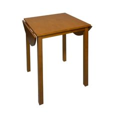 a small wooden table with one drawer on the top and two legs at the bottom