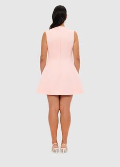 PRODUCT DESCRIPTION Premium sleeveless mini dressRound neckline Fitted waist A-line silhouette Invisible back zip closure Full lining SIZE & FIT 6 8 10 12 14 16 18 Shoulder Width 35.8 37 38.2 39.4 40.6 41.8 43 Bust 84 89 94 99 105 111 117 Waist 68 73 78 83 89 95 101 Hip 103 108 113 118 124 130 136 Center back length 83 84 85 86 87 87 87 Hem circumference 131 136 141 146 152 158 164 Amanda is 5’9" (177 cm) and wears a size 8Bust: 31” (82cm) / Waist: 24" (61cm) / Hips: 35” (89cm) Pala is 5’10” (178 cm) and wears a size 12Bust: 39” (99cm) / Waist: 31” (78cm) / Hips: 41” (104cm) Tara Milk Tea, Leo Lin, Denim And Lace, Year Of The Dragon, Sleeveless Mini Dress, New Arrival Dress, Ladies Day, Soft Pink, Round Neckline