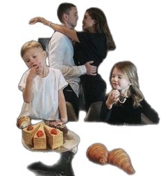 a collage of photos with children and pastries