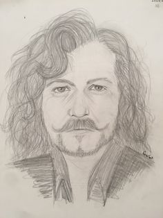 a pencil drawing of a man with long hair