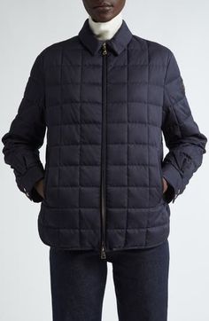 The label known for its impeccable outerwear refreshes the wardrobe-essential puffer jacket textured with unique square quilting and insulated with plush down. 28" length (size 8) Two-way front-zip closure Spread collar Snap cuffs Front welt pockets Lined, with 90% down, 10% feather fill (Romania) Machine wash, line dry Made in Romania Designer Clothing Down Puffer Jacket, Square Quilt, Welt Pockets, Puffer Jacket, Romania, The Label, Wardrobe Essentials, Designer Clothing, Puffer