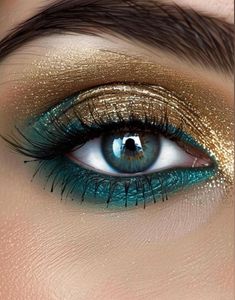 Get this easy and fun eyeshadow look with only 2 eyeshadows! This looks great on all eye colors. This look includes ROYALTY and EMERALD CITY. Recreate the look seen here or create your own! MAKEUP ARTIST TIPS Application... For most color intensity like in the pictures use an eyelid primer. We suggest for best results our all natural FIXIT primer and mixing medium. Link here... https://www.etsy.com/listing/115646947/fixit-100-all-natural-vegan-eye-primer?ga_search_query=fixit&ref=shop_items_search_1 When applying loose eyeshadows use a flat brush and pack onto the eyelids instead of sweeping on. Then take your blending brush and smooth out edges. This method will give you the most color vibrance and not waste product by sweeping it on over and over again. Make sense?  Do eye makeup 1st bef Vacation Eye Makeup, Peacock Color Makeup, Makeup For A Teal Dress, Jewel Tone Eyeshadow, Tropical Eye Makeup, Western Eyeshadow Looks, Cowgirl Eye Makeup, Green Makeup Blue Eyes, Turquoise Eyeshadow Looks