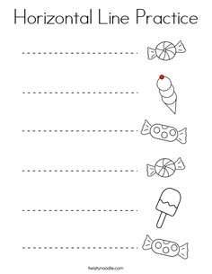 the horizontal line practice worksheet for children to learn how to write and draw