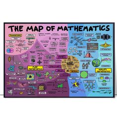 the map of math is shown in purple and blue with black writing on it's sides