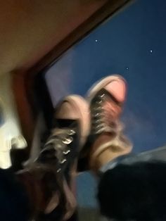 blurry converse photo aesthetic of feet out the window teenage at night Grunge Aesthetic, Converse, Glass, Black