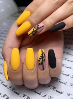 Black Rainbow Nails, Finger Paints, Simple Nail Art Designs, Nail Swag, Trendy Nail Art, Yellow Nails, Hot Nails, Fancy Nails, Dope Nails