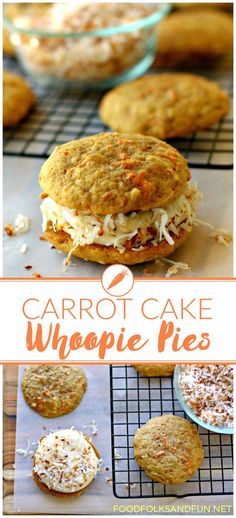 carrot cake whoopie pies with coconut frosting