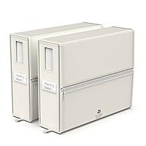 two white boxes sitting side by side on top of each other in front of a white background