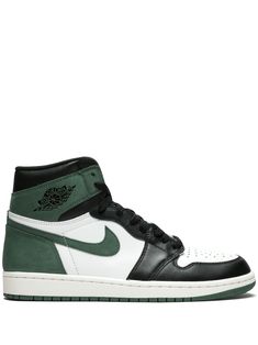 white/black/green leather/faux leather signature Swoosh logo detail signature Air Jordan Wings logo logo patch at the tongue front lace-up fastening perforated toebox round toe flat rubber sole These styles are supplied by a premium and authenticated sneaker marketplace. Stocking only the most sought-after footwear, they source and curate some of the most hard to find sneakers from around the world. Emerald Green Jordans, Jordan 1 Clay Green, Green Jordans, All Jordans, Gentlemen Wear, Jordan Logo, Game Collection, Jordan Air, Green Sneakers