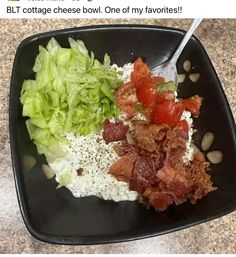 Blt Cottage Cheese Bowl, High Protein Low Carb Recipes Breakfast, Cottage Cheese Bowls, Healthy Lunch Prep, Cottage Cheese Dinner, Cottage Cheese Bowl, Cottage Cheese Recipes Healthy, Cheese Bowl, Cottage Cheese Salad