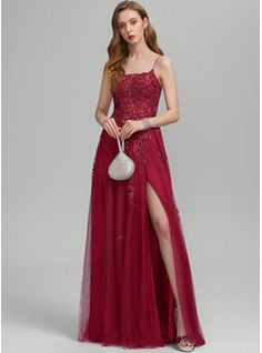 A-Line Scoop Neck Floor-Length Chiffon Prom Dresses With Lace Beading Sequins (018175912) - JJ's House Starry Night Dance Theme, Bday Dress Ideas, Tulle Prom Dress A Line, Summer Prom Dress, Year 12 Formal, Boho Prom, Dance Theme