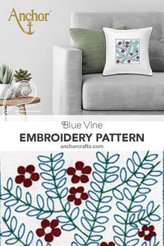 the blue vine embroidery pattern is featured in this article