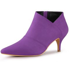 Shop Allegra K for pointed toe kitten heel cutout ankle boots you are looking for, get more women's stiletto heel for yourelf. Order now! Free Returns! Halloween Costume Boots, Purple Ankle Boots, Cutout Ankle Boots, Costume Boots, Heel Stretch, Winter Heels, Womens Stilettos, Shoes Boots Ankle, Closed Toe Shoes