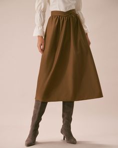 Details: - Khaki - Daily - Pockets - Pleated - Solid Color - Elastic Waist - High Waisted - Regular Fit - 70% Polyester, 30% Viscose - Machine wash or professional dry Fabric: This Pleated Skirt is made of Polyester and Viscose. Polyester is an artificial fiber that feels soft, looks lustrous, and dries fast. It's also durable, with good resistance to wrinkles, stains, and sunlight. Viscose (aka rayon) is a man-made cellulosic fiber made from wood pulp. It's soft, breathable, durable, and moistu Tailored Clothes, Perfect Wardrobe, Pleated Midi Skirt, Color Khaki, Dressed Down, Simple Dresses, Feminine Style, Pleated Skirt, Wrinkles