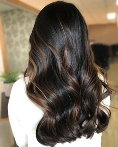 Long Hair Highlights, Plum Hair, Dark Brunette Hair, Black Hair With Highlights, Dark Hair With Highlights