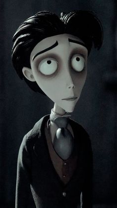 an animated character with big eyes and black hair