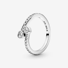 Two hearts entwined together make this stunning ring the ultimate symbol of love. Hand-finished in sterling silver, this Pandora heart ring is set with shimmering cubic zirconia stones and finished with two heart-shaped stones, evoking love and friendship. The perfect romantic gesture for Valentine's Day, birthdays, and anniversaries, or simply to say “I love you.” - Pandora Two Sparkling Hearts Ring - Sterling silver / Cubic Zirconia / Clear - Sz. 9 Pandora Rings Aesthetic, Pandora Heart Ring, Hearts Entwined, Pandora Heart, Pandora Hearts, Love And Friendship, Pandora Rings, Romantic Gestures, Jewellery Uk