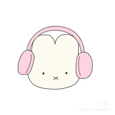 a cartoon character with headphones on it's ears and nose is drawn in pink