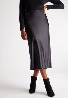 Womens Black Satin Midi Skirt Black Satin Midi Skirt, A Line Cut, Stylish Skirts, Satin Midi Skirt, Satin Skirt, Black Satin, Summer Sale, New Season, Nightwear