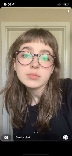 micro bangs short bangs micro fringe short fringe glasses brown glasses medium length hair Mullet And Micro Bangs, Micro Bangs Makeup, Bangs And Sunglasses, Microbangs Medium Hair, Micro Bangs Long Face, Bangs And Shaggy Hair, Medium Length With Bangs Straight, Short Bangs 2023