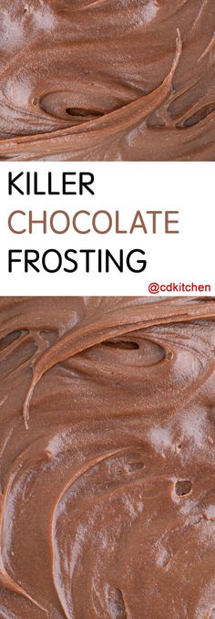 the cover of killer chocolate frosting is brown and has swirls on it,