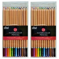 two packs of watercolor pencils with different colors and sizes in the package, one is