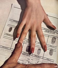 an advertisement for fingerprints is shown with two hands touching each other's fingers