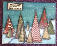 a card with christmas trees on it