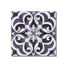 an artistic tile design in purple and white