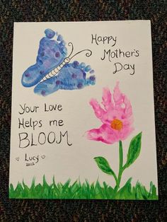 a mother's day card with flowers and a butterfly