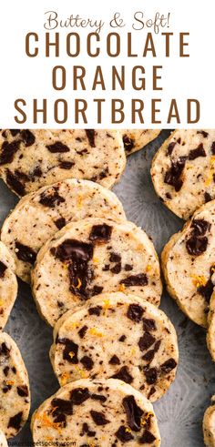 chocolate orange shortbread cookies scattered on a sheet pan Chocolate Orange Shortbread, Soft Christmas Cookies, Forgotten Cookies Recipe, Orange Shortbread Cookies, Orange Shortbread, Forgotten Cookies, Icebox Cookies, Dark Chocolate Orange, Christmas Cookie Recipe