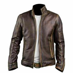 Man Cafe, Cafe Racer Leather Jacket, Vintage Cafe Racer, Distressed Leather Jacket, Mens Fashion Rugged, Jackets Uk, Vintage Biker, Rugged Style, Men's Leather Jacket