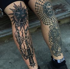 a person with some tattoos on their legs