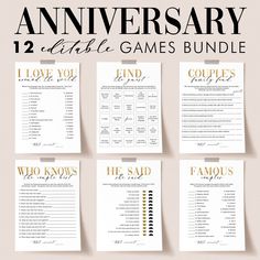 the wedding anniversary game bundle is shown in black and white