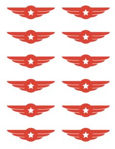 red wings with white stars are arranged on a white background in the shape of an airplane