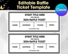 editable raffle ticket template for any event or special event, you can customize it