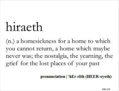 the definition of hiraeth is shown in black and white, with text below it