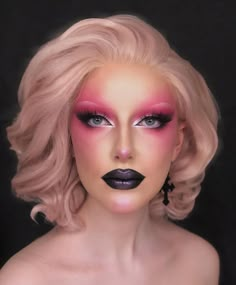 Pink Drag Eye Makeup, Pink Drag Makeup Looks, Drag Queens Makeup, Drag Looks Make Up, Pink Drag Makeup, High Fashion Makeup Looks, Drag Makeup Looks