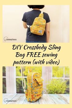 a child's backpack with the words diy cross body sling bag free sewing pattern