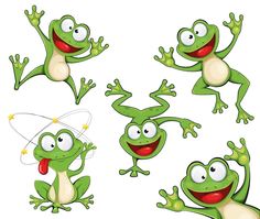 cartoon frog with different poses and expressions