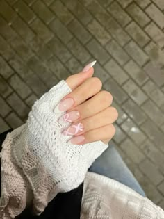 Cute Nails No Charms, Cocette Nail Ideas, Coquette Nail Inspo Almond, Nail Designs Simple Almond, Cocette Aesthetic Nails, Gel X Nails French, Ballet Core Nails, Cute But Simple Nails, Nails Cute Simple