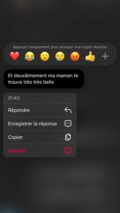 the text message is being displayed on an iphone's screen, and it appears to be in french