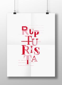 a poster with the words rup tu ris ata in red on white paper