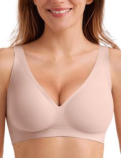 PRICES MAY VARY. 【Comfortable Seamless Bras for Women】Enjoy exceptional comfort with our seamless bra, made of 55% nylon and 45% spandex.No underwire push up bra fabric is incredibly soft and lightweight, high-elastic material naturally conforms to your skin offering a cloud-like feel that is gentle on the skin.womens seamless bra are breathable, moisture-wicking ensuring you stay cool and comfortable, perfect for everyday wear. 【Deep V Bras for Women】Sexy deep V plunge bras are perfect for maki No Wire Bras, Tape Bra Diy Tutorials, Best Bras For Large Bust, Seamless Bras, Plunge Bras, Deep V Bra, Low Cut Top, Padded Bralette, Bras For Women